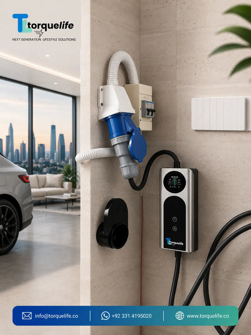 7kW Portable EV Charger – Type 2, Adjustable 6A–32A, Smart App, IP67 | TorqueLife Smart Pro