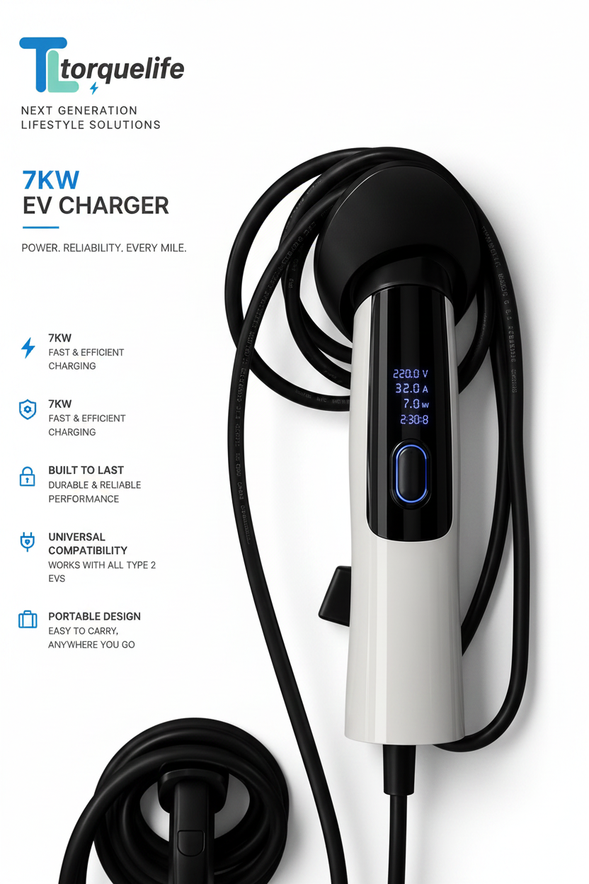 TorqueLife Lite 7KW - Compact Portable Ev Charger